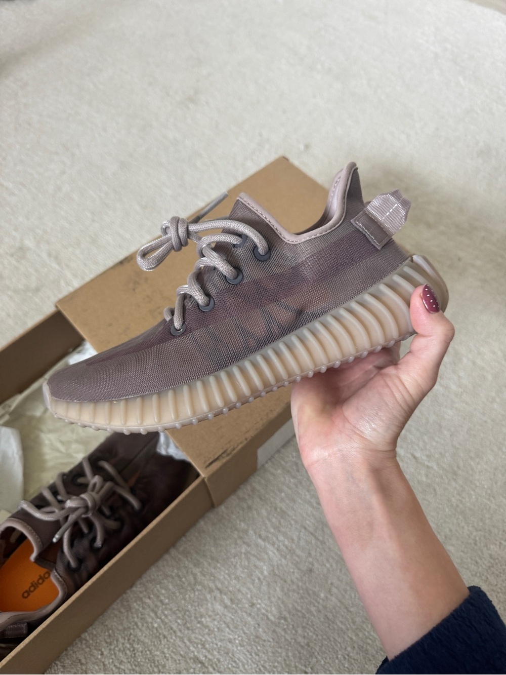 Adidas Brown Knit Lace-Up Sneakers with Gum Sole